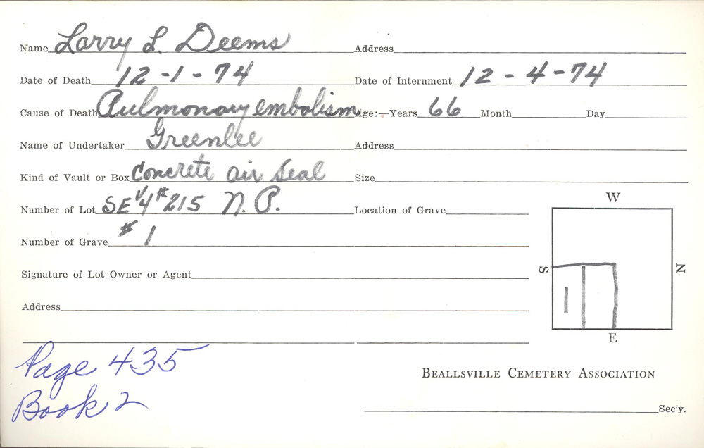 burial card